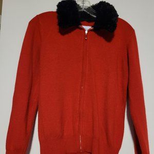 Westbound Women's 100% COTTON RED ZIP UP SWEATER Size SMALL